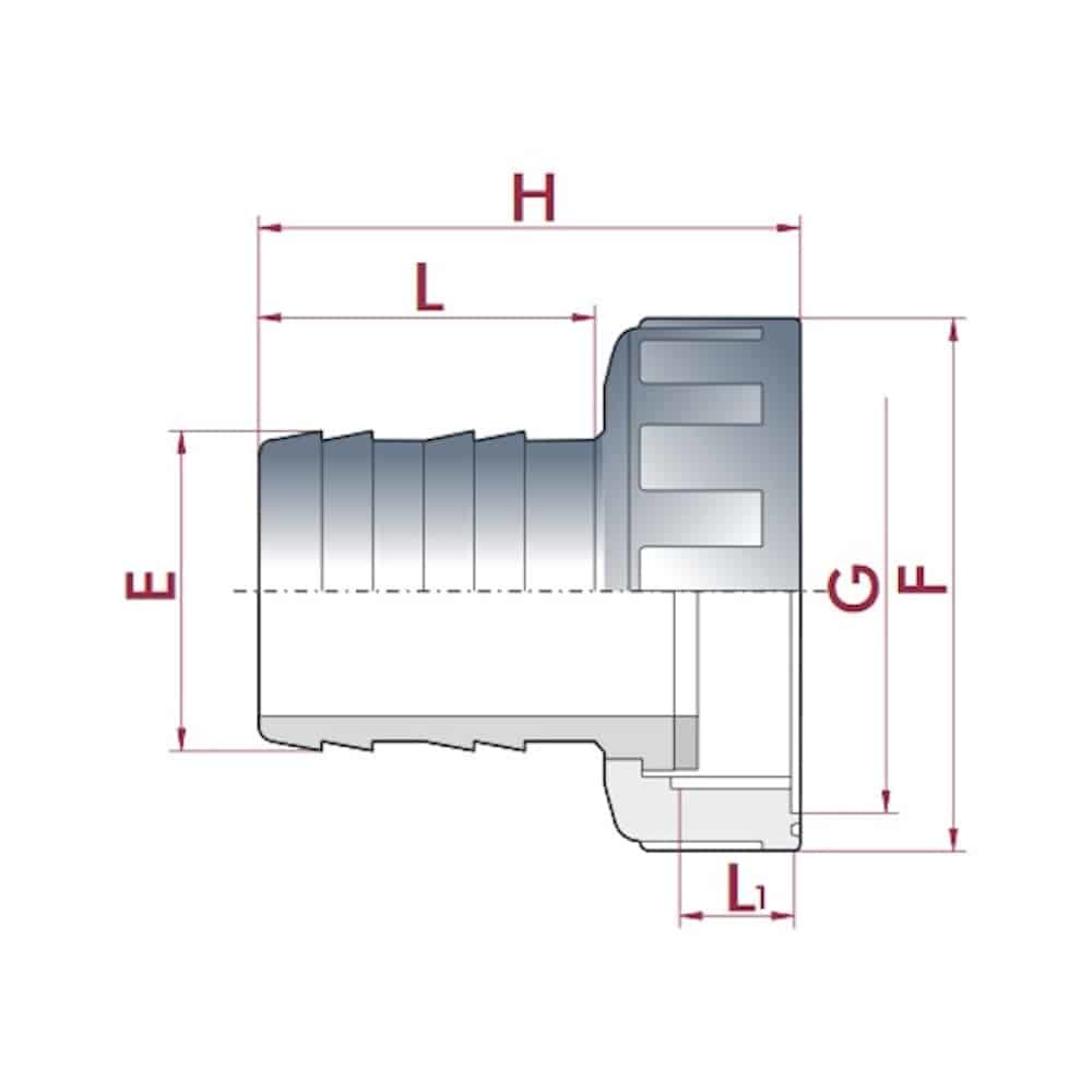 Racord furtun PVC cu piuliță de strângere ¾" IG x 16 mm-0