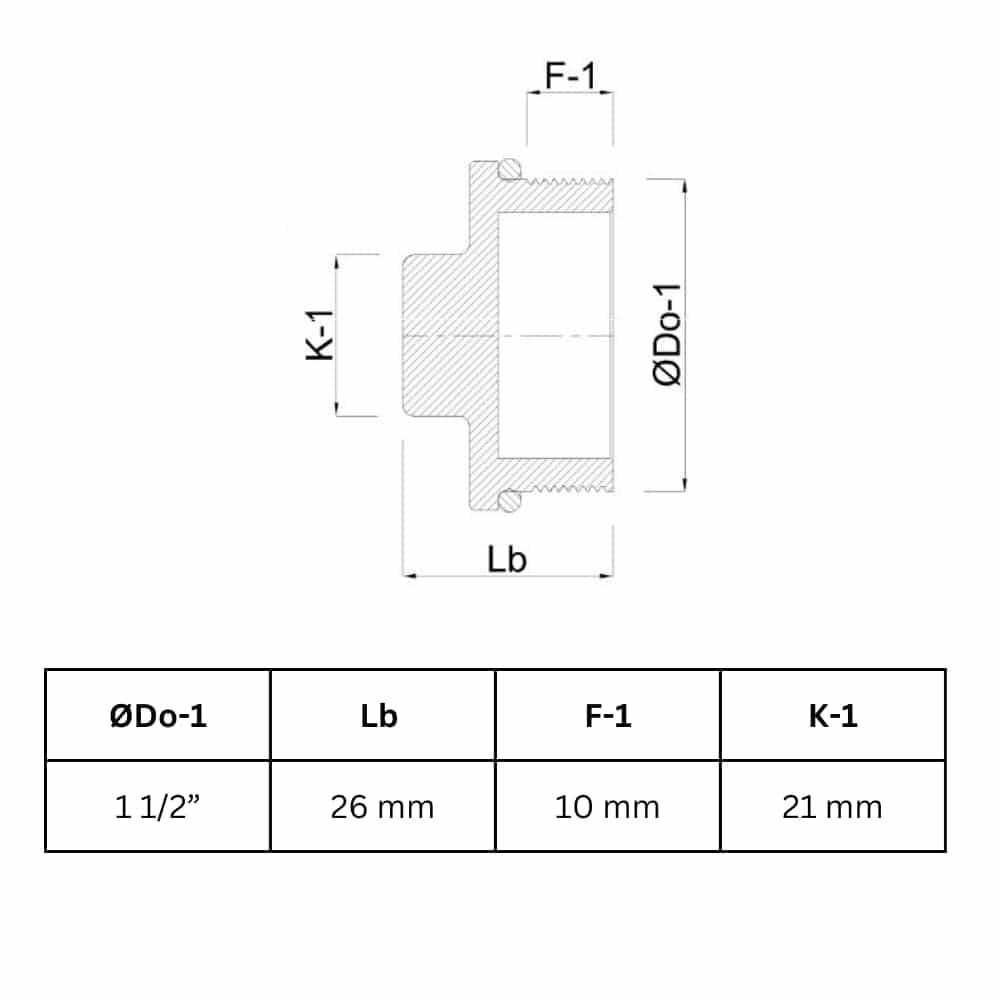 Fiting filetat dop din alamă 1 1/2" AG-1