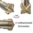 Burghiu pentru ciocan SDS-PLUS 4 tăișuri Ø 12,0mm x 1000mm lungime-1