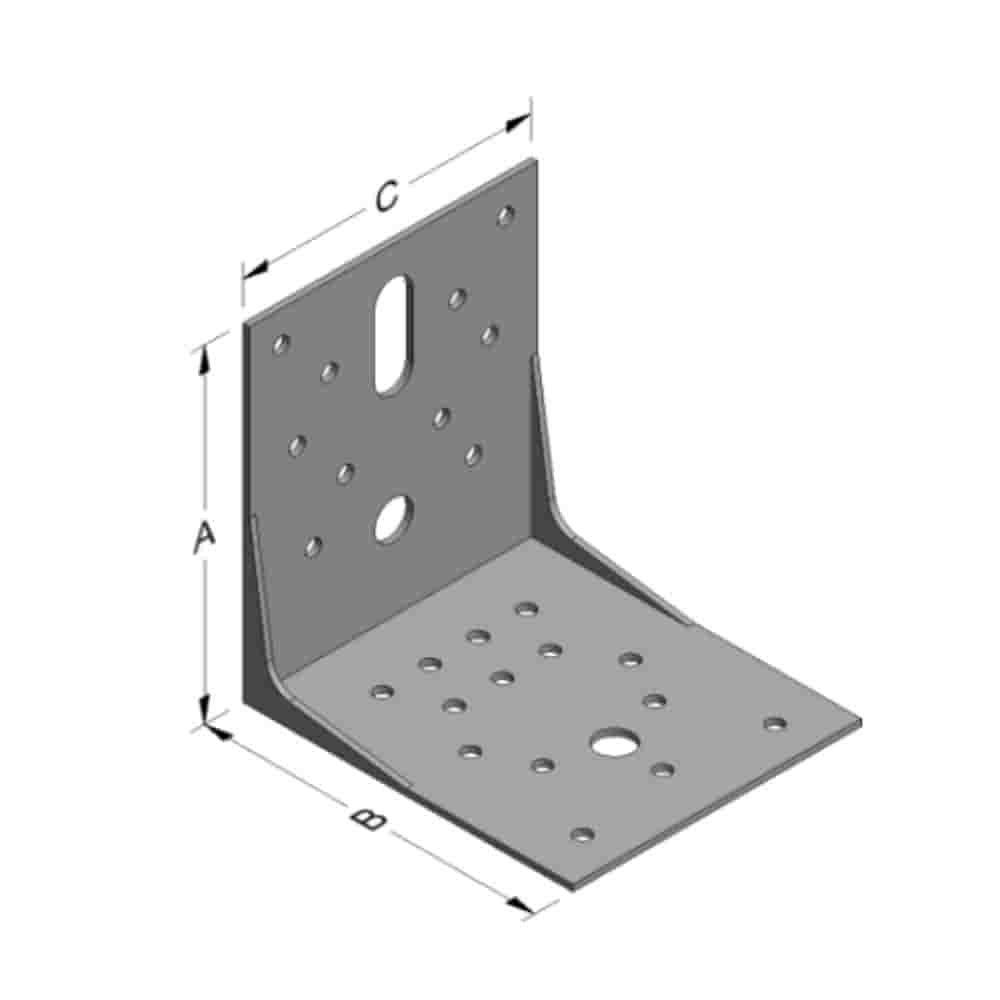 Conector unghiular 100 x 100 x 90 x 2 mm cu nervură-0