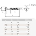 Șuruburi pentru plăci aglomerate 3,0 x 45 mm 1000 bucăți cu stea I, cap înecat, filet parțial și caneluri de frezare sub cap-0