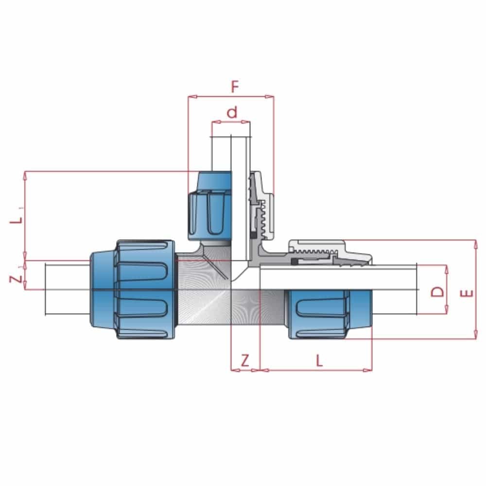Racord țeavă PP PE T-reducție 40 x 32 x 40-0