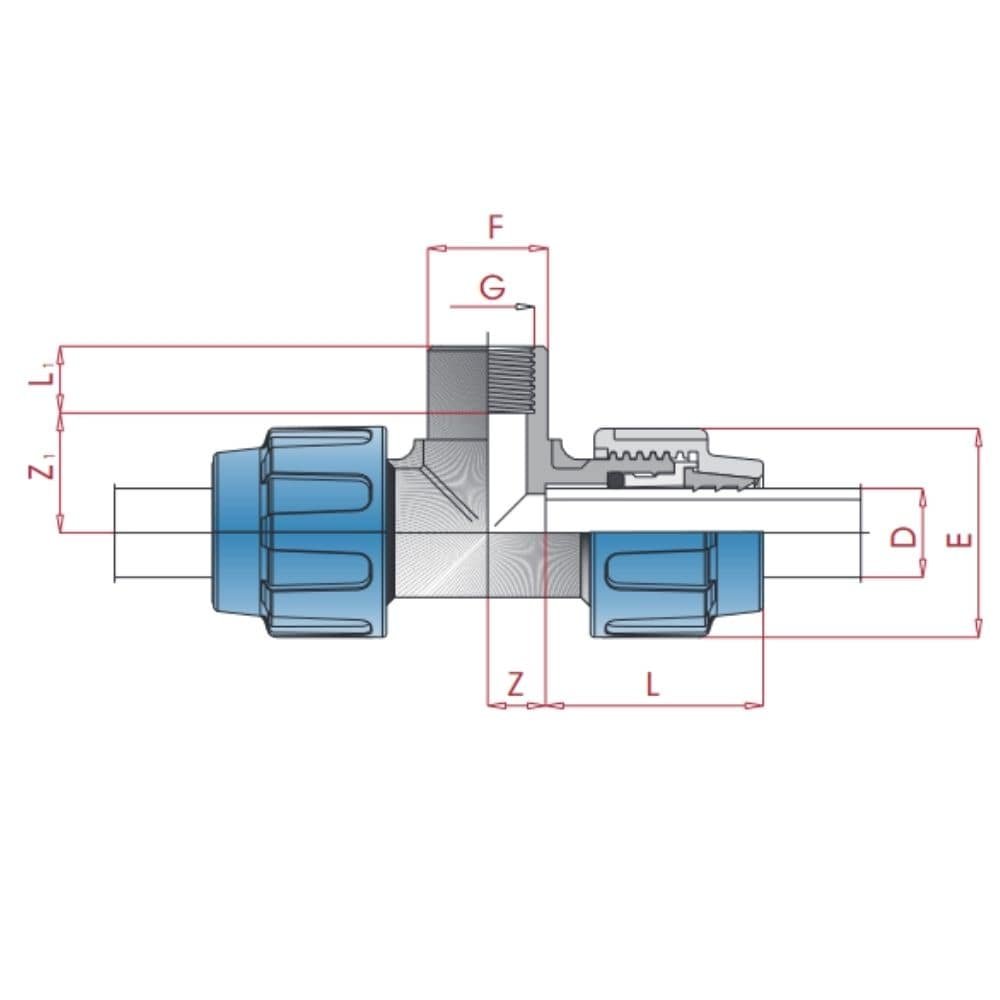 PP PE Racord țeavă T 20 x 1/2" IG x 20-0