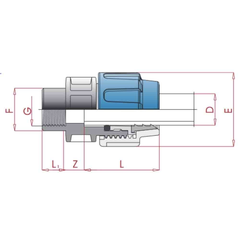 PP PE Țeavă Cuplaj Cuplare 25 x 1/2" IG-0