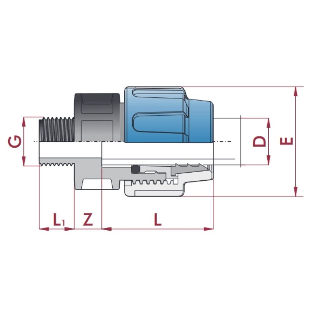 Racord cuplare țeavă PP PE 32 x 1" AG-0