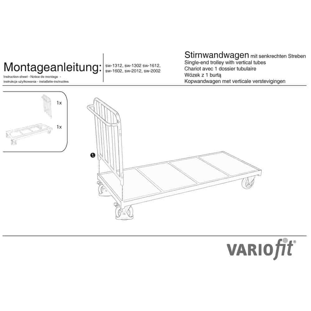 Cărucior cu pereți frontali de 500 kg Tip S (TG)-0