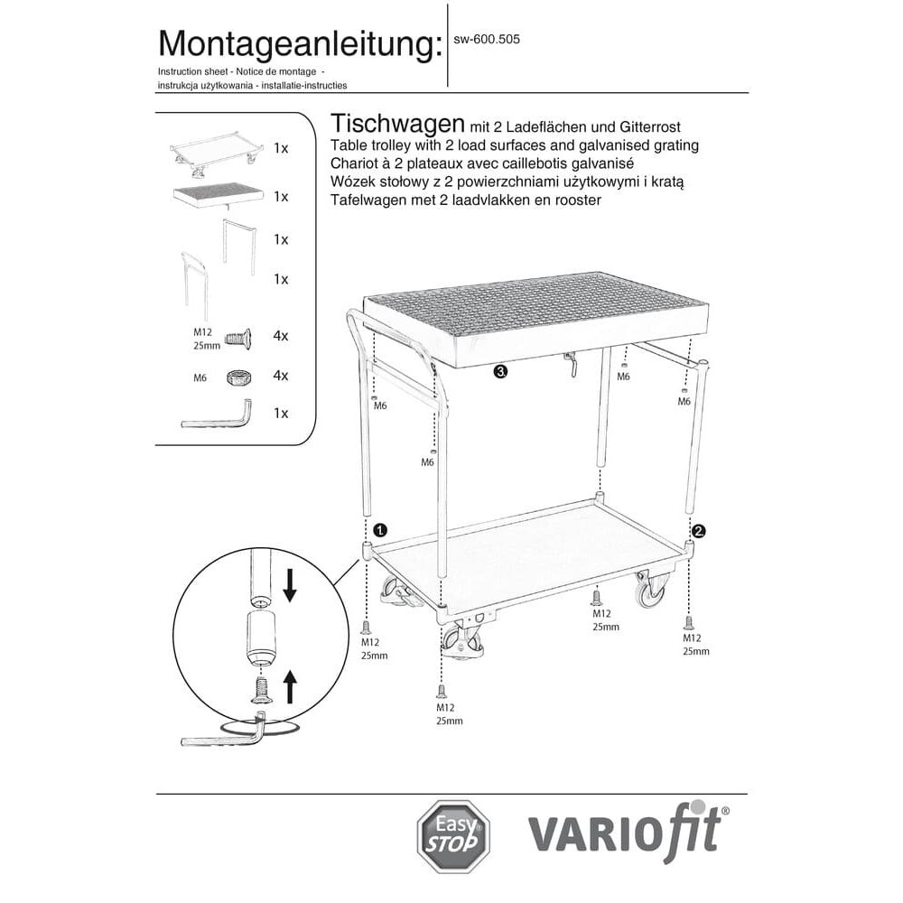 Căruț de masă cu 2 etaje, grătar galvanizat cu tavă de colectare + EasySTOP-0