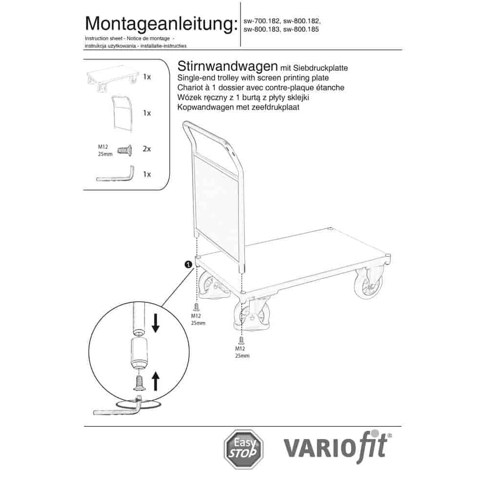 Vagon cu perete frontal 1000 kg Tip S + EasySTOP-0