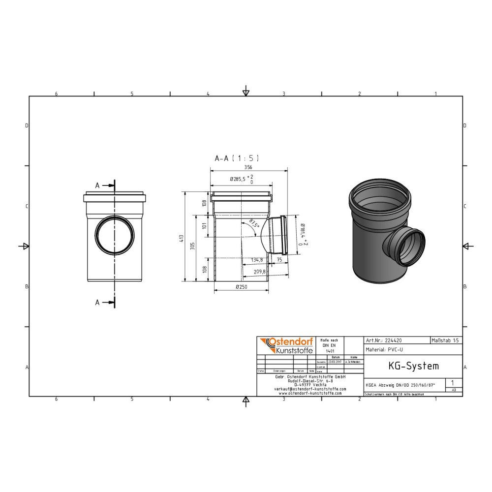 KGEA Ramificație DN/OD 250/160 87 Grade-1