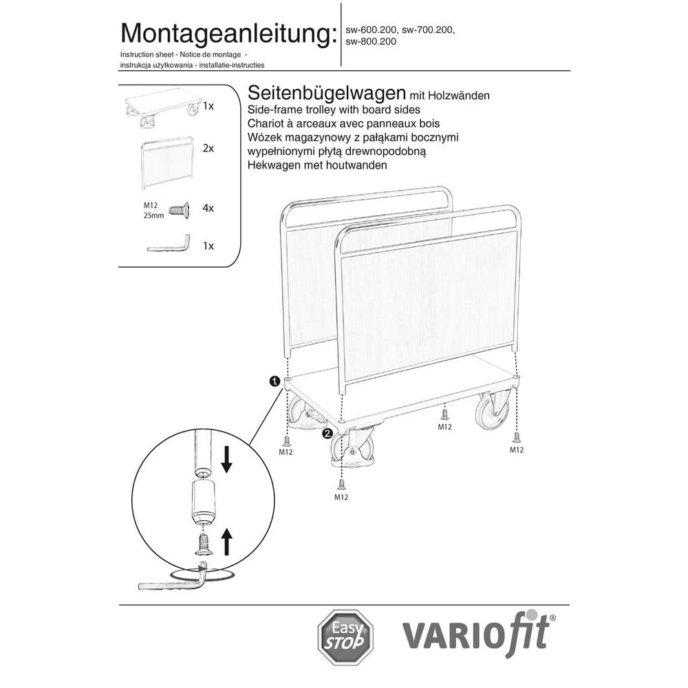 Vagonet cu pereți de lemn tip L + EasySTOP-0