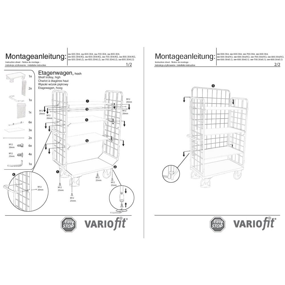 Pachet-car pentru trei pereți cu 4 polițe 500 kg Tip XL + EasySTOP-0