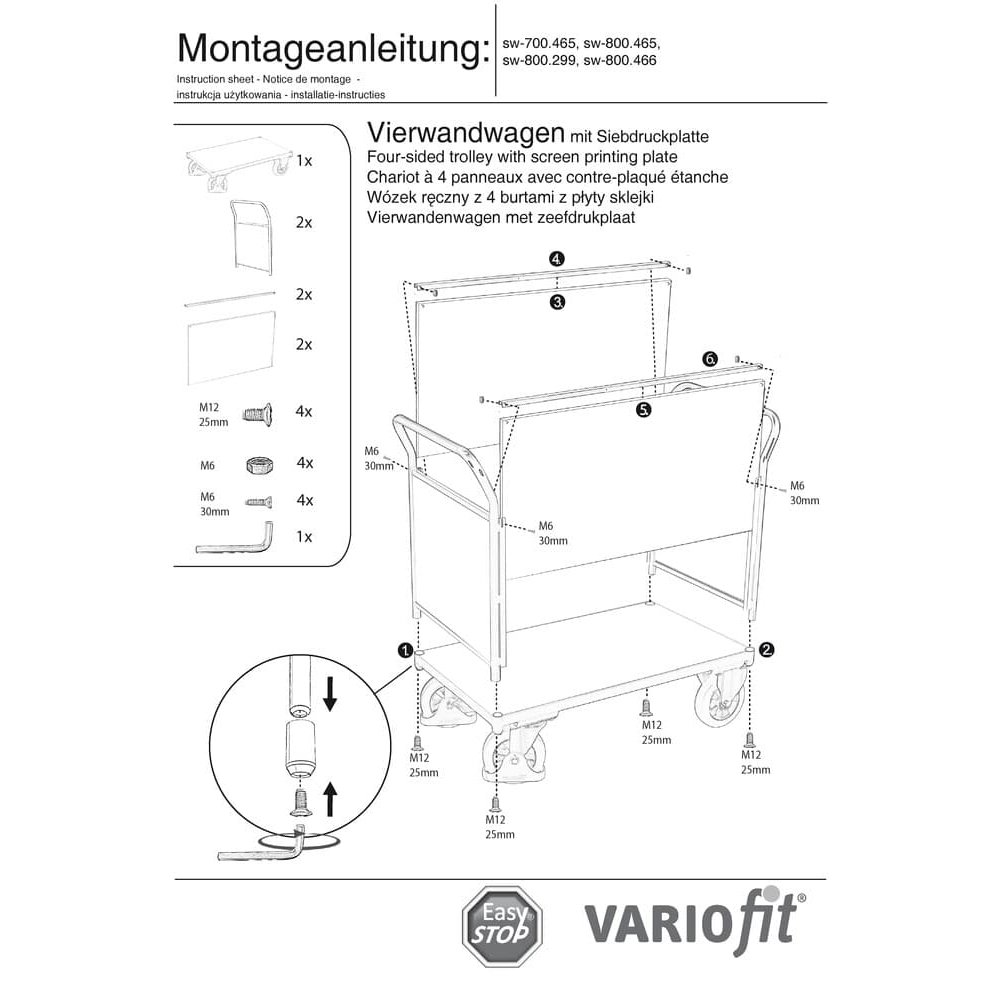 Vagon cu patru pereți 1000 kg Tip M + EasySTOP-0