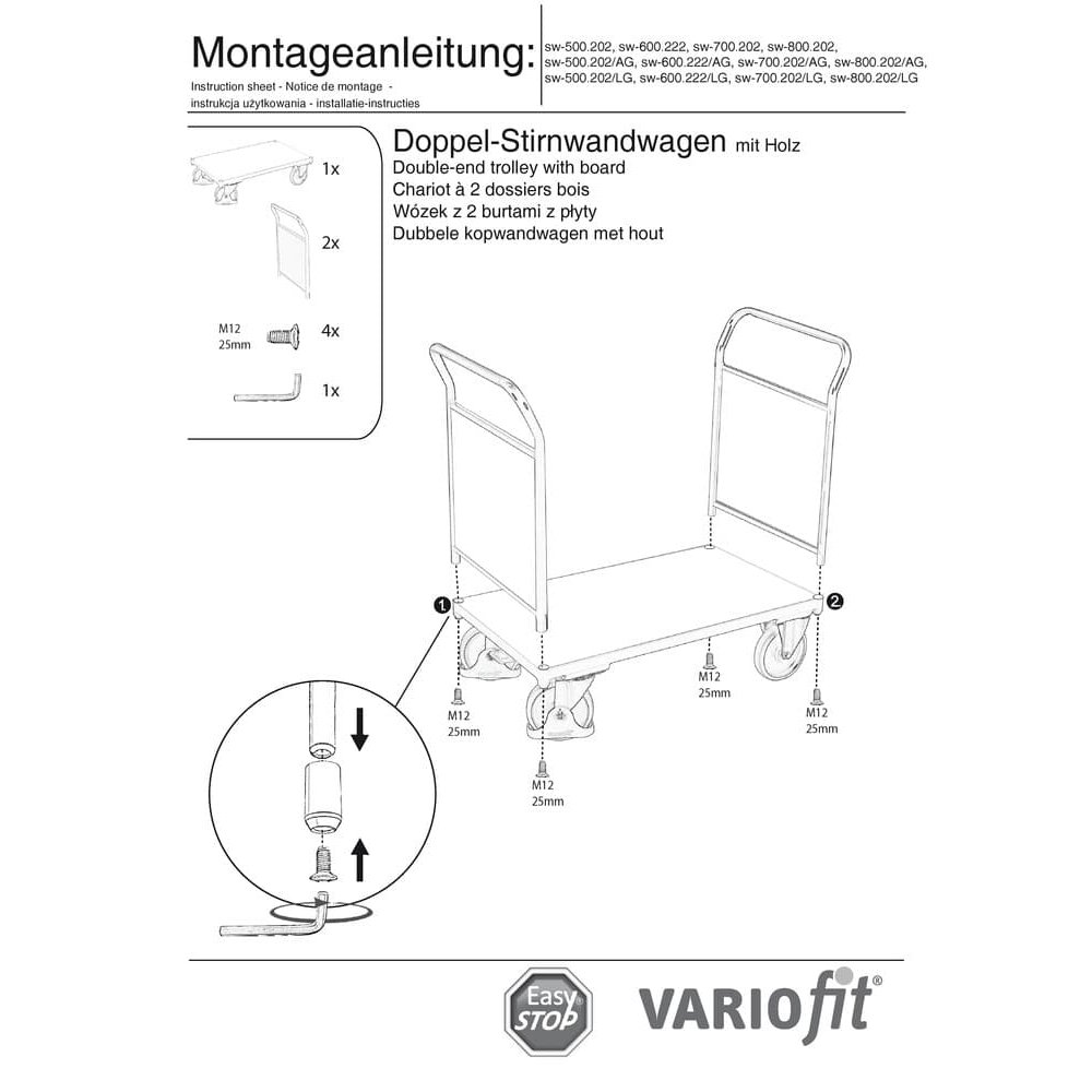 Cărucior frontal dublu 500 kg Tip M + EasySTOP-0