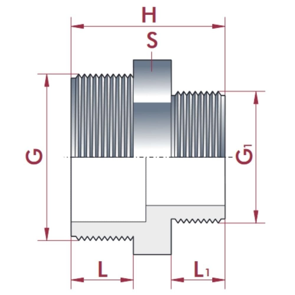 PVC - U Doppelnippel redus AG 2 1/2" x 1 1/2"-0