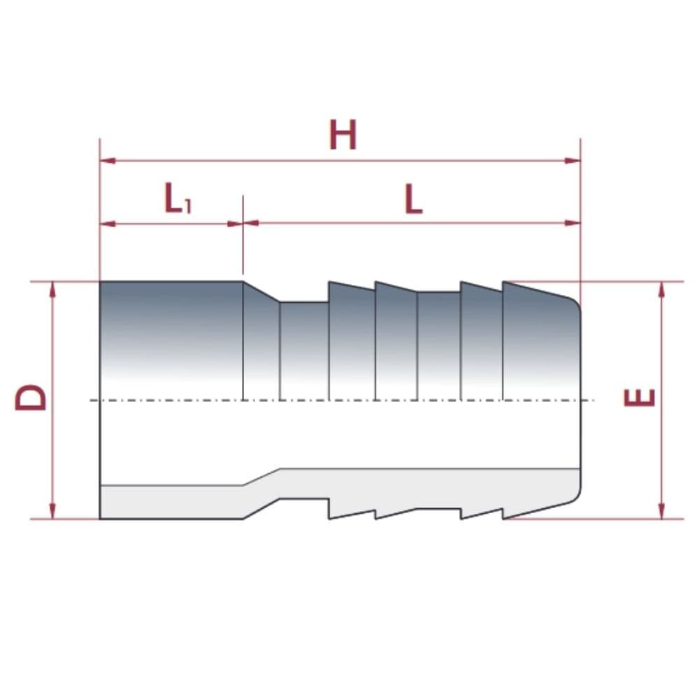 PVC - U Schlauchtülle für Poolschlauch 50 mm x 38 mm-0