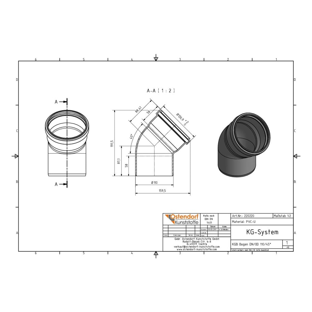 KGB Cot DN/OD 110 45 Grade-1