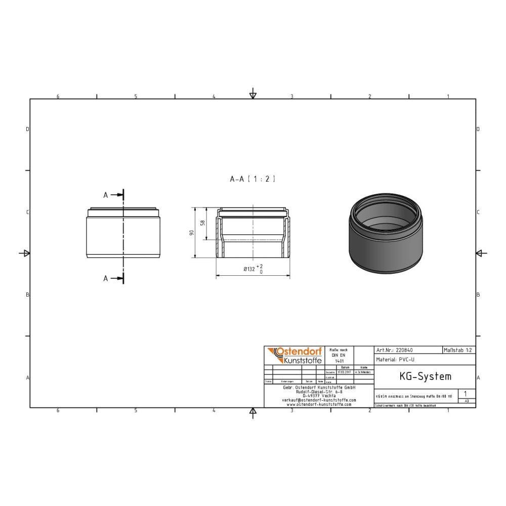 Conexiune KGUSM la mufă din ceramică DN/OD 110-1