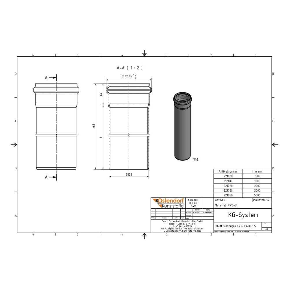 Tub KGEM SN 4 DN/OD 125 x 1000 mm-1