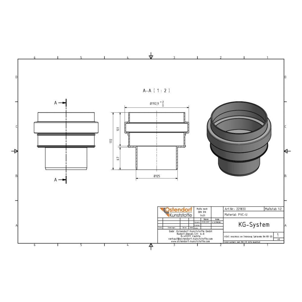 Conexiune KGUS la capăt ceramic DN/OD 125-1