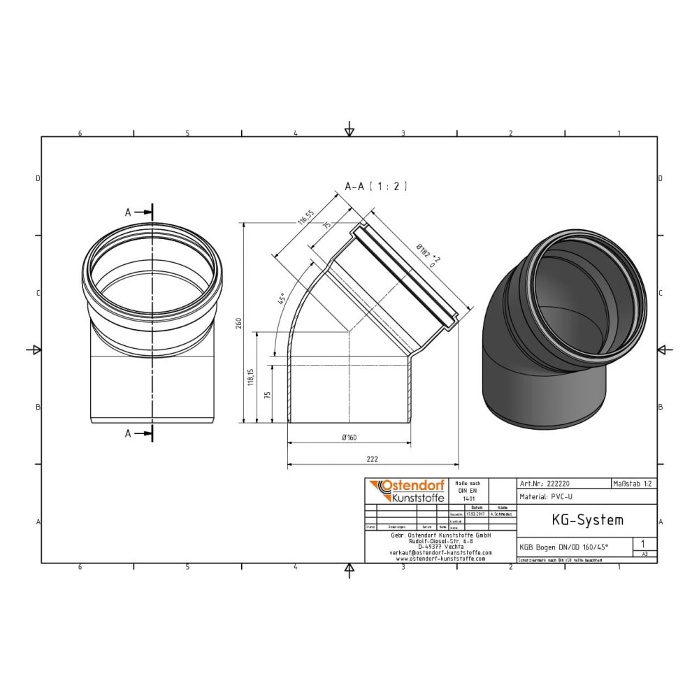 Cot KGB DN/OD 160 45 Grade-1