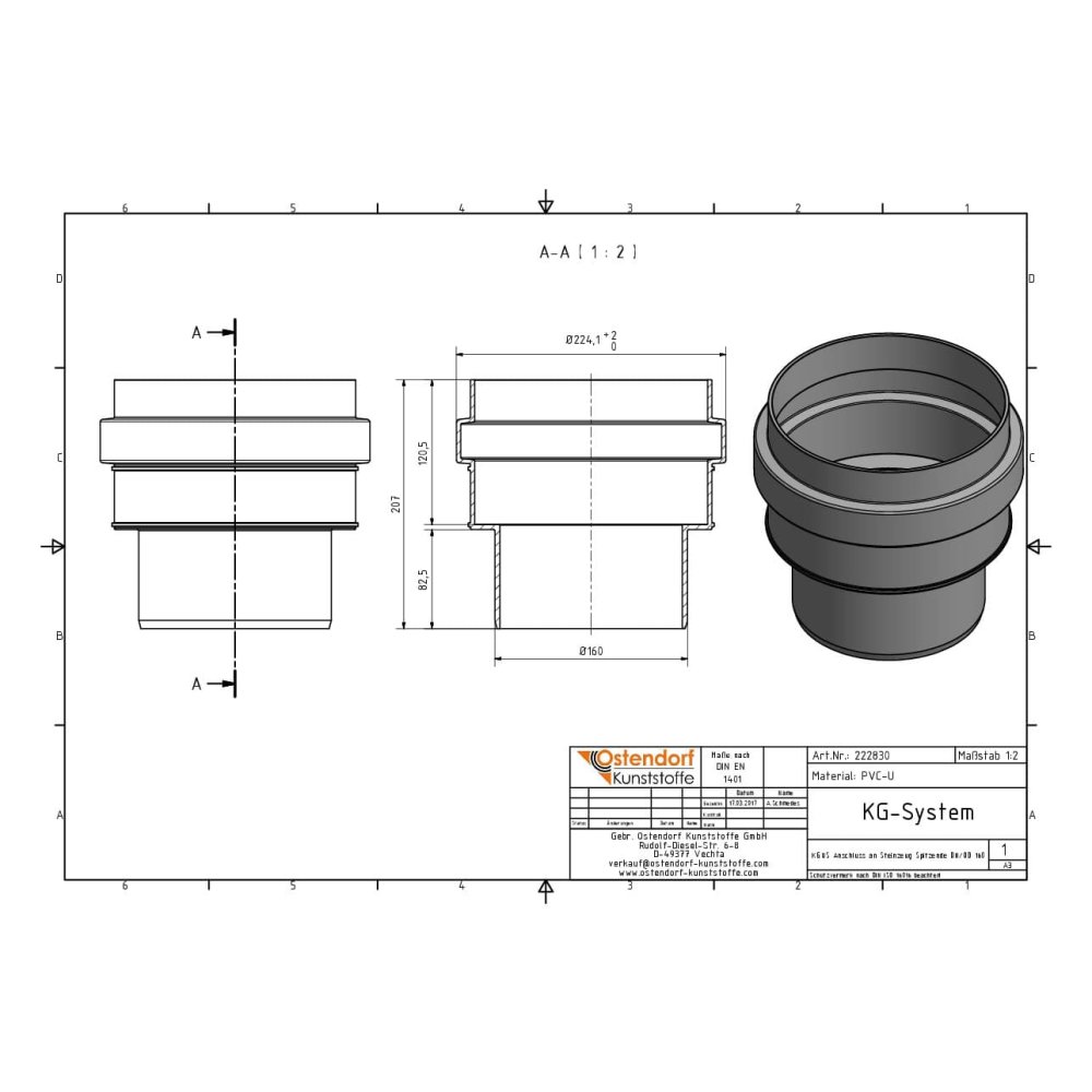 Conexiune KGUS la capăt de piatră ceramică DN/OD 160-1