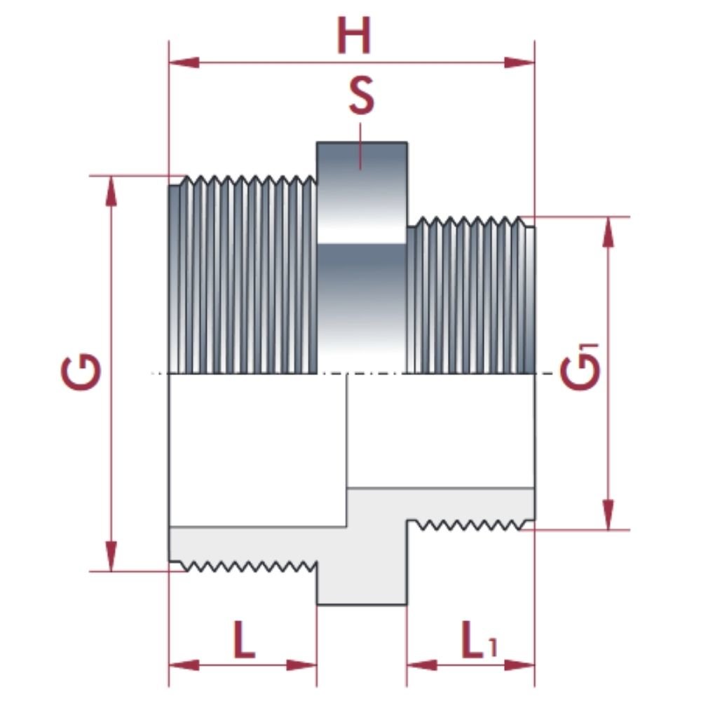 PVC - U Doppelnippel redus AG 1 1/4" x 3/4"-0