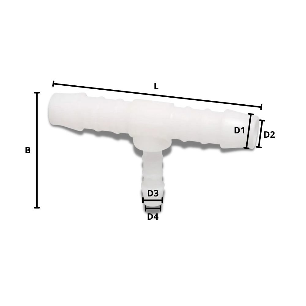 Conector furtun plastic T-reducție 12 mm x 6 mm x 12 mm-0