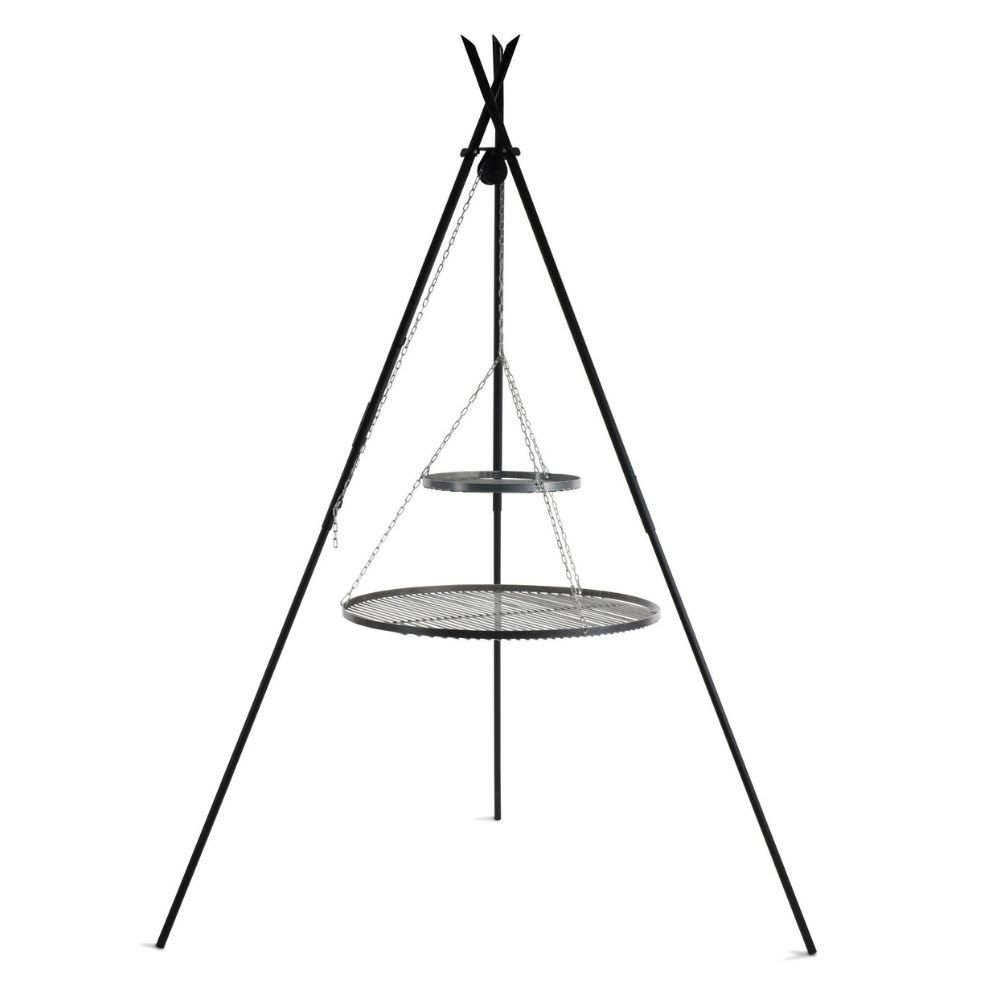 Grătar rotativ „TIPI“ 210 cm + grătar dublu 70cm și 40 cm din oțel natural