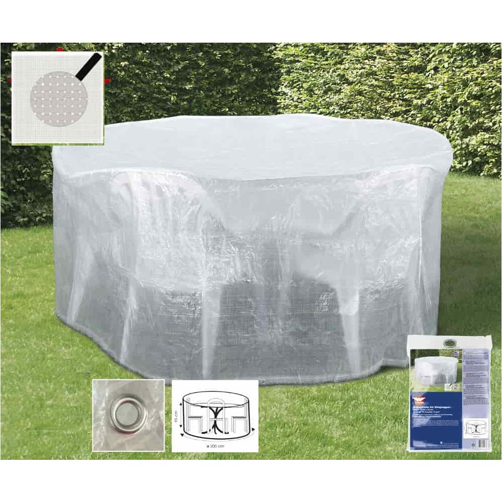 Husă de protecție transparentă pentru set rotund de scaune, aprox. 200x95