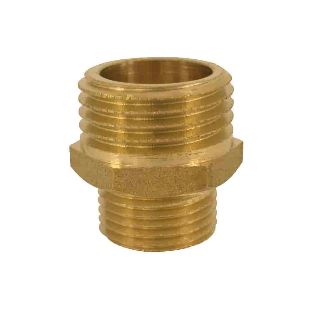 Threaded Fitting Brass Double Nipple Reduced 1/2" M x 1" M