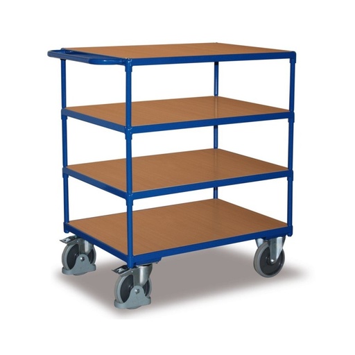 [BONI-sw-800.700] Cărucior de masă greu 500 kg cu 4 platforme de încărcare Tip L + EasySTOP