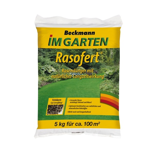 [BONI-10100D] 5 kg Îngrășământ pentru gazon Beckmann Rasofert®, organic-mineral pentru aprox. 100 m²