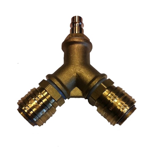 [BONI-1283-24K] Compressed Air Brass 2-way Distributor SET 2 Couplings 1 Plug