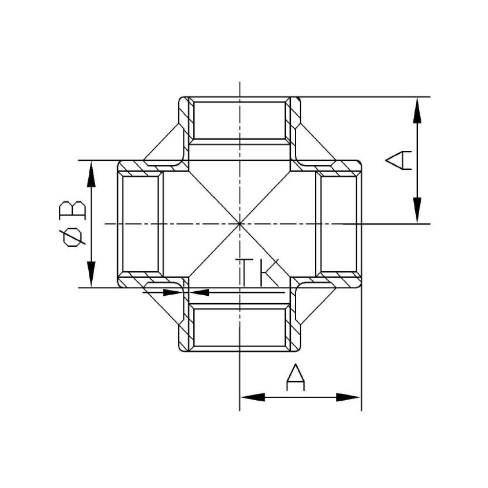 Fiting filet inox cruce 90° 1 1/2" IG-1