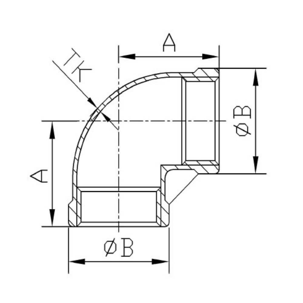 Fiting cu filet din oțel inoxidabil unghi 90° 1 1/2" IG-1