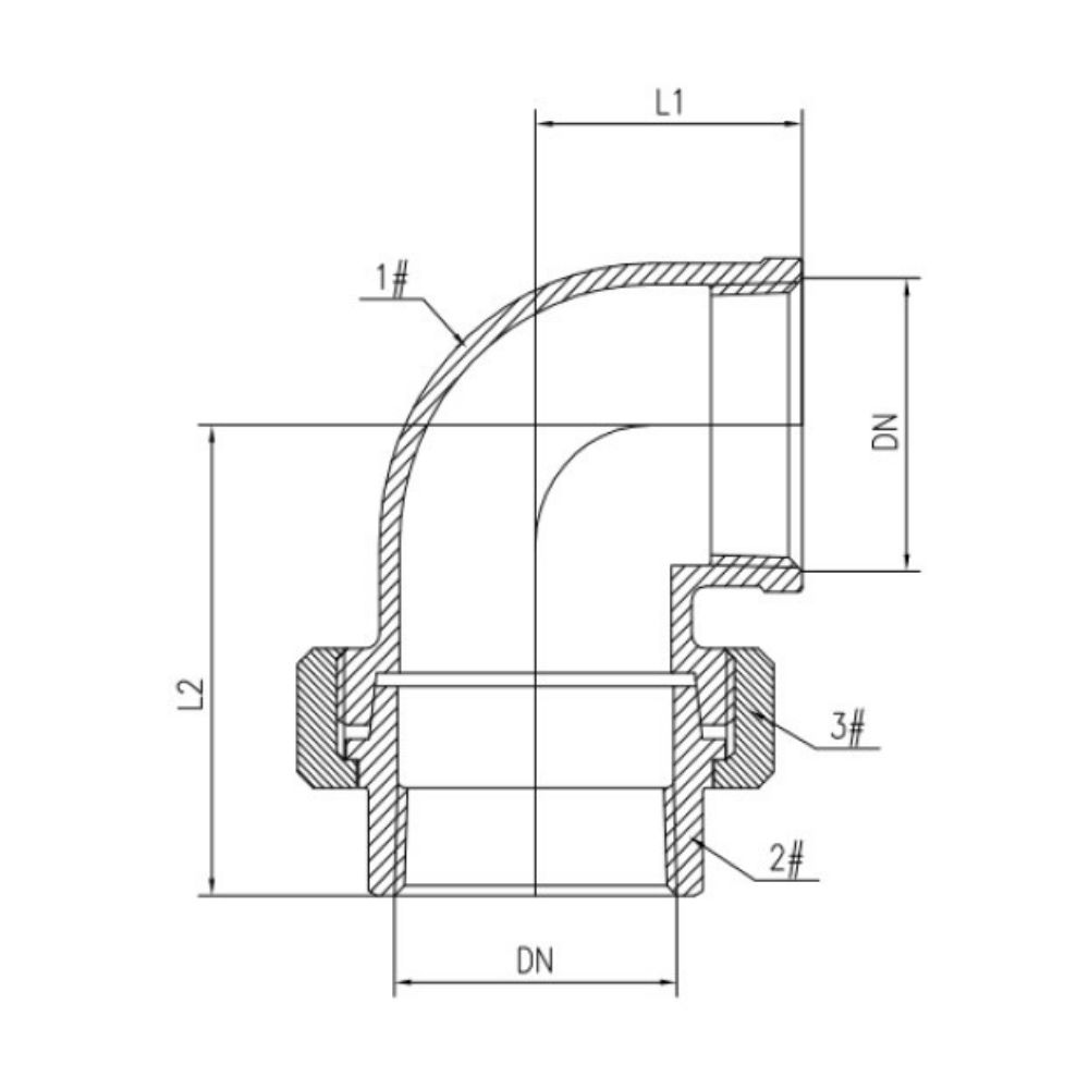 Fiting filetat din oțel inoxidabil cot 90° 1 1/2" IG tip conic-1