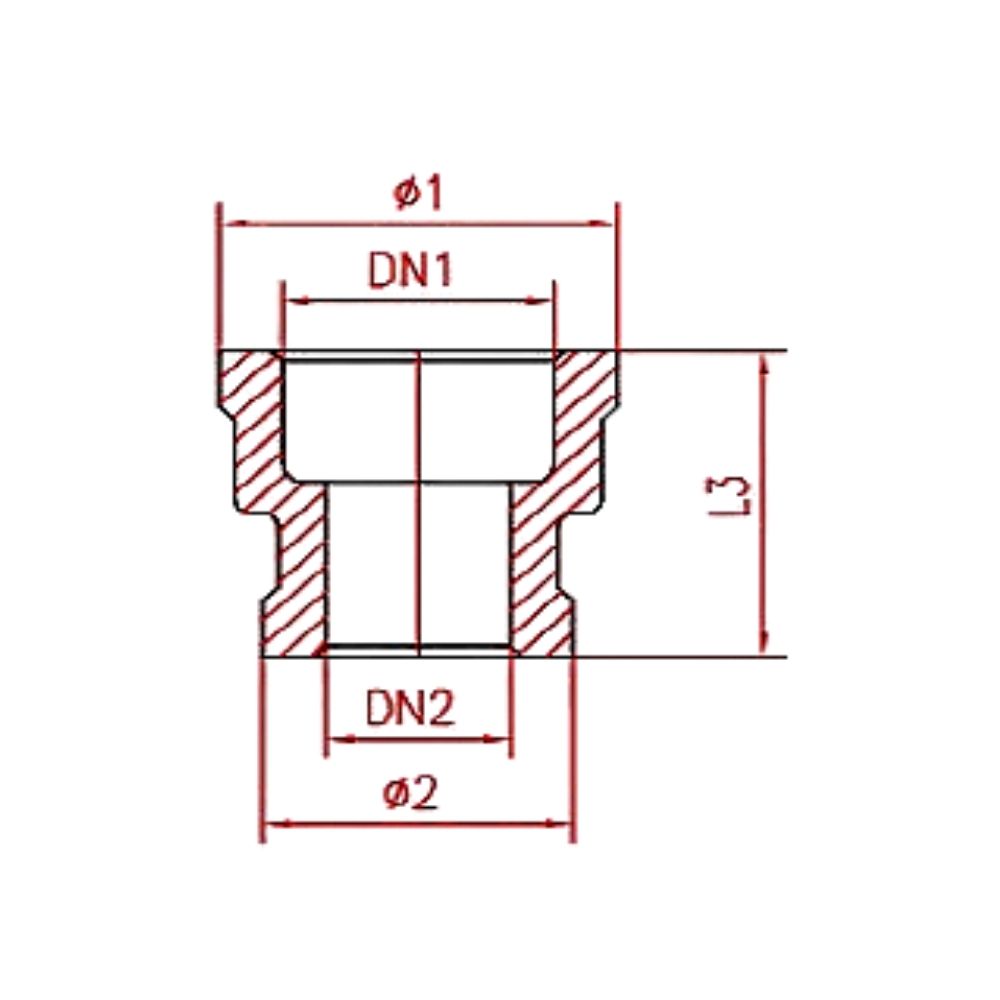 Fiting filet inox mufă de reducere 1 1/2" IG x 1 1/4" IG-1