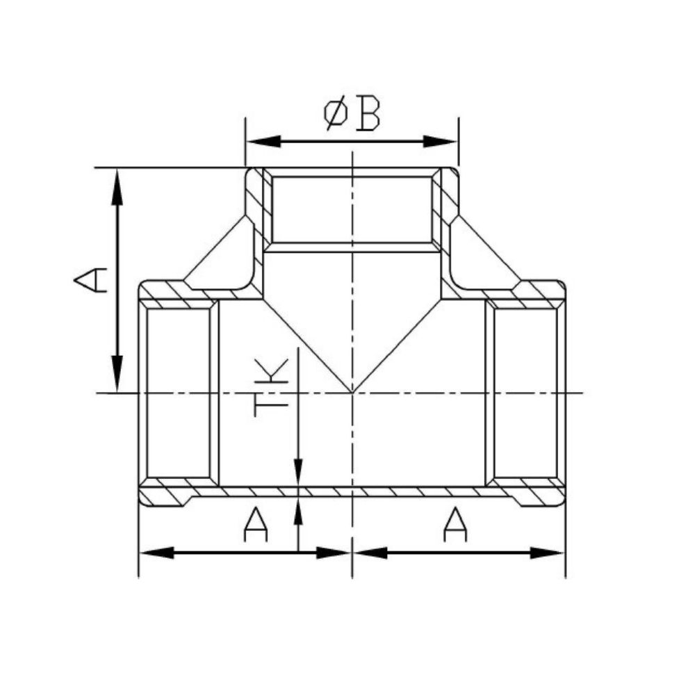 Fiting filet inox T-bucată 90° 1 1/4" IG-1